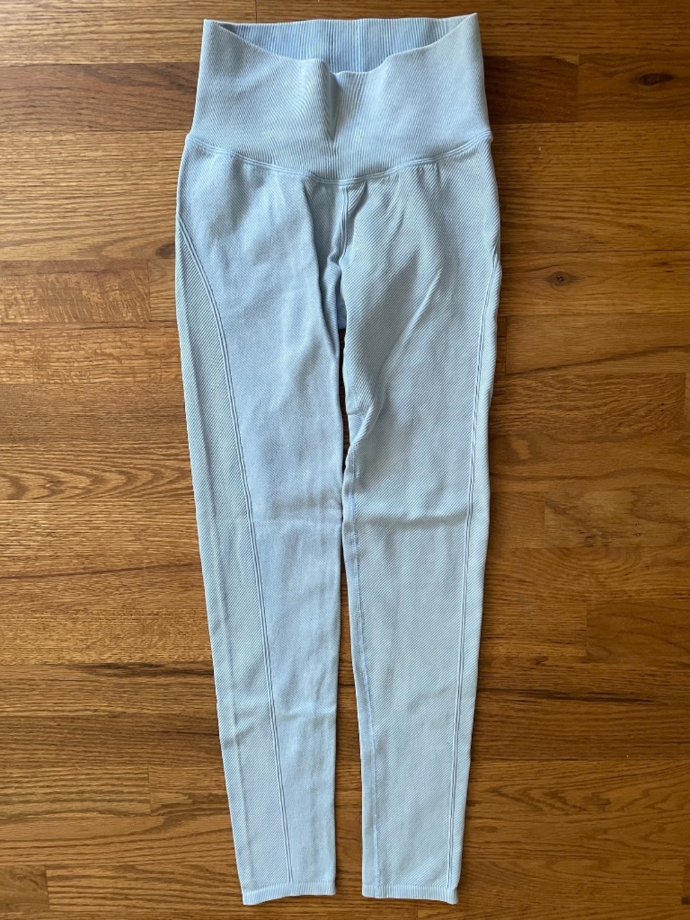 Yogalicious Ice Blue Ribbed Seamless High Waist Leggings Full Length XS